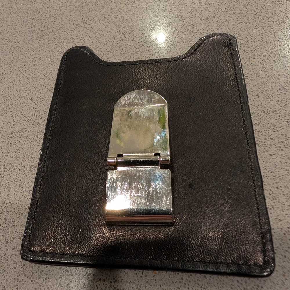 Fossil Black Leather Card Sleeve Money Clip
